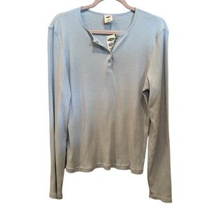 NWT Old Navy Sky Blue Henley Blouse Ribbed Top Casual Layer Sz XL
